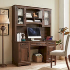 Bureau d'ordinateur de ferme avec huche, bureau d'ordinateur avec station de charge