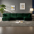 156.6 Canapé d'angle 4 places en velours côtelé en forme de U avec housse amovible, assise profonde et passepoil français