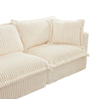 156.6 Canapé d'angle 4 places en velours côtelé en forme de U avec housse amovible, assise profonde et passepoil français