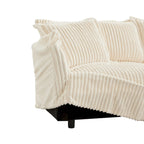 156.6 Canapé d'angle 4 places en velours côtelé en forme de U avec housse amovible, assise profonde et passepoil français