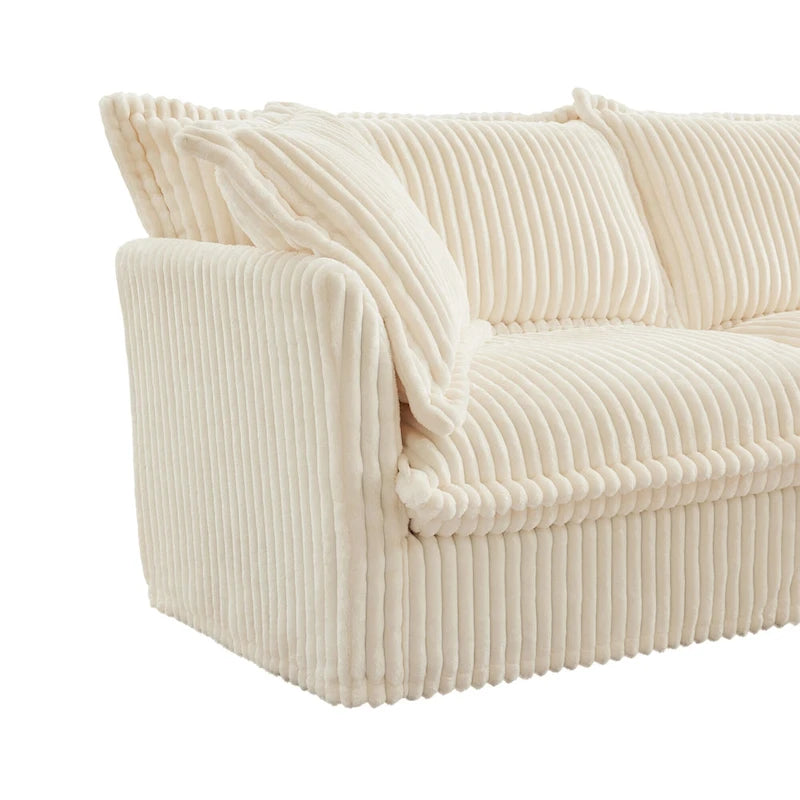 156.6 Canapé d'angle 4 places en velours côtelé en forme de U avec housse amovible, assise profonde et passepoil français