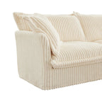 156.6 Canapé d'angle 4 places en velours côtelé en forme de U avec housse amovible, assise profonde et passepoil français