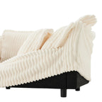 156.6 Canapé d'angle 4 places en velours côtelé en forme de U avec housse amovible, assise profonde et passepoil français
