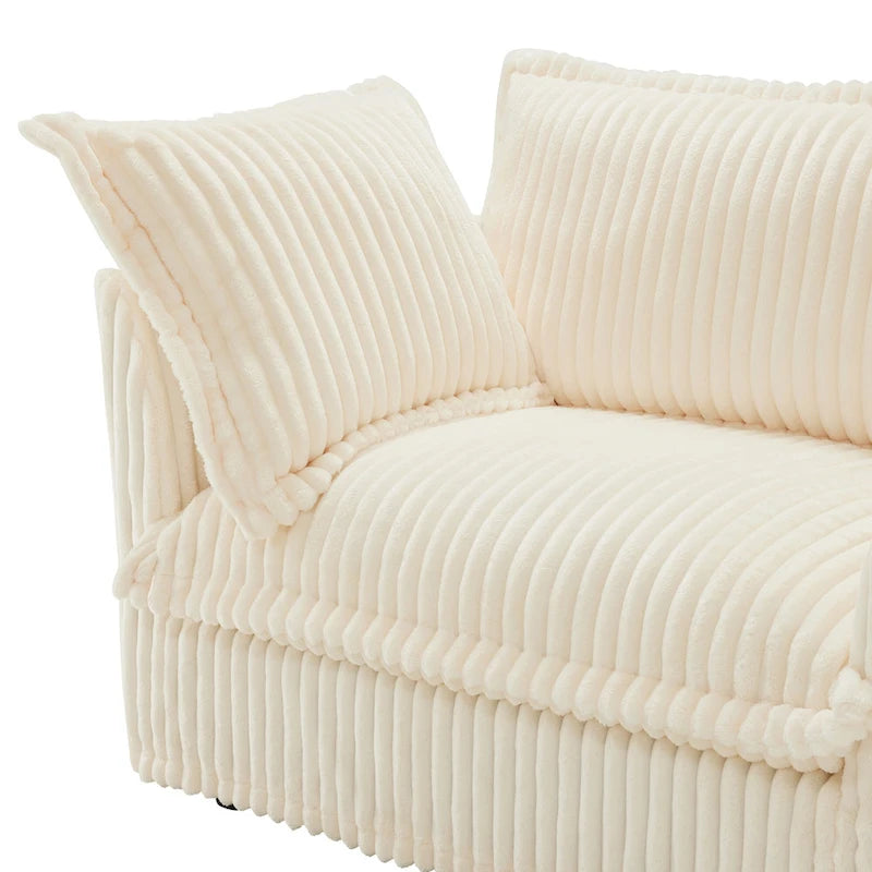 156.6 Canapé d'angle 4 places en velours côtelé en forme de U avec housse amovible, assise profonde et passepoil français