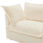 156.6 Canapé d'angle 4 places en velours côtelé en forme de U avec housse amovible, assise profonde et passepoil français