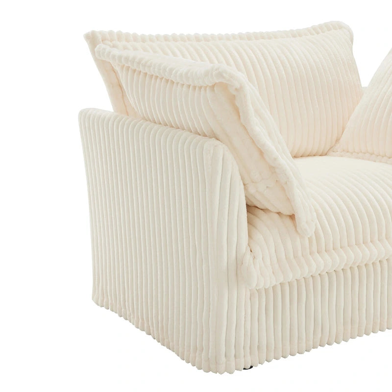 156.6 Canapé d'angle 4 places en velours côtelé en forme de U avec housse amovible, assise profonde et passepoil français