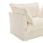 156.6 Canapé d'angle 4 places en velours côtelé en forme de U avec housse amovible, assise profonde et passepoil français