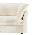 156.6 Canapé d'angle 4 places en velours côtelé en forme de U avec housse amovible, assise profonde et passepoil français