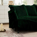 156.6 Canapé d'angle 4 places en velours côtelé en forme de U avec housse amovible, assise profonde et passepoil français