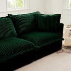156.6 Canapé d'angle 4 places en velours côtelé en forme de U avec housse amovible, assise profonde et passepoil français