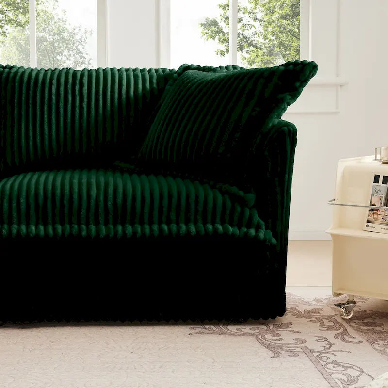 156.6 Canapé d'angle 4 places en velours côtelé en forme de U avec housse amovible, assise profonde et passepoil français
