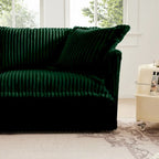 156.6 Canapé d'angle 4 places en velours côtelé en forme de U avec housse amovible, assise profonde et passepoil français