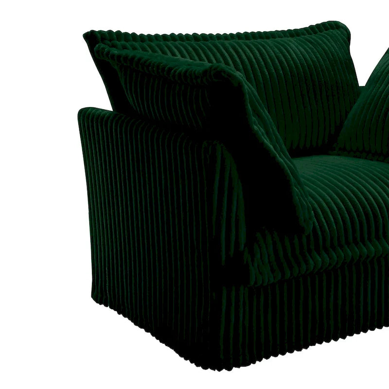 156.6 Canapé d'angle 4 places en velours côtelé en forme de U avec housse amovible, assise profonde et passepoil français