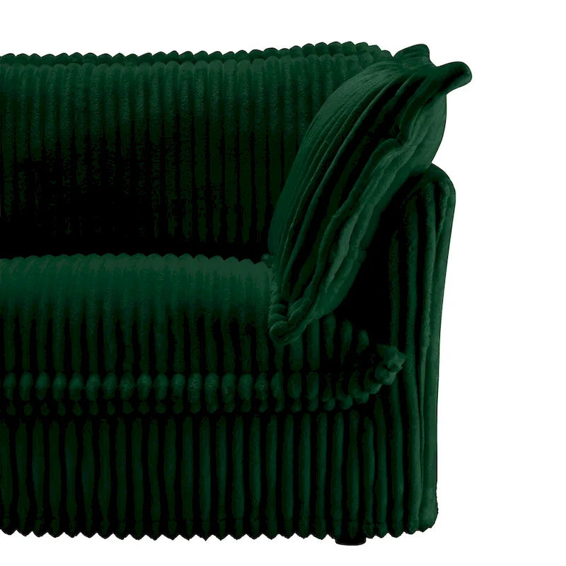 156.6 Canapé d'angle 4 places en velours côtelé en forme de U avec housse amovible, assise profonde et passepoil français