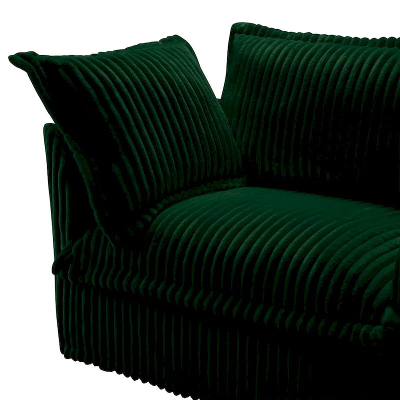 156.6 Canapé d'angle 4 places en velours côtelé en forme de U avec housse amovible, assise profonde et passepoil français
