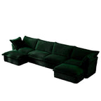 156.6 Canapé d'angle 4 places en velours côtelé en forme de U avec housse amovible, assise profonde et passepoil français
