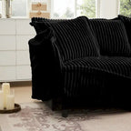 156.6 Canapé d'angle 4 places en velours côtelé en forme de U avec housse amovible, assise profonde et passepoil français