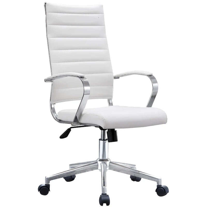 Chaise de bureau moderne haute avec dossier haut, en similicuir PU, pivotante, inclinable, réglable, avec coussin, modèle de designer, pour dirigeant