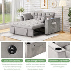 Canapé-lit multifonctionnel Roomfitters 58 4-en-1 avec porte-gobelet et port USB pour salon ou appartements