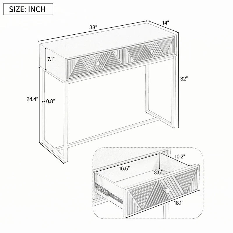Console moderne et élégante avec rangement, grise