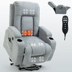 Fauteuil inclinable électrique lève-personne à position infinie avec massage et chaleur, deux ports USB, porte-gobelets, poches latérales, idéal pour les personnes âgées