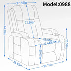 Fauteuil inclinable électrique lève-personne à position infinie avec massage et chaleur, deux ports USB, porte-gobelets, poches latérales, idéal pour les personnes âgées