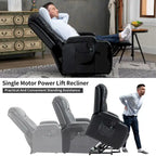 Fauteuil inclinable électrique lève-personne à position infinie avec massage et chaleur, deux ports USB, porte-gobelets, poches latérales, idéal pour les personnes âgées