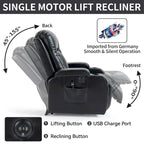 Fauteuil inclinable électrique lève-personne à position infinie avec massage et chaleur, deux ports USB, porte-gobelets, poches latérales, idéal pour les personnes âgées