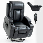 Fauteuil inclinable électrique lève-personne à position infinie avec massage et chaleur, deux ports USB, porte-gobelets, poches latérales, idéal pour les personnes âgées