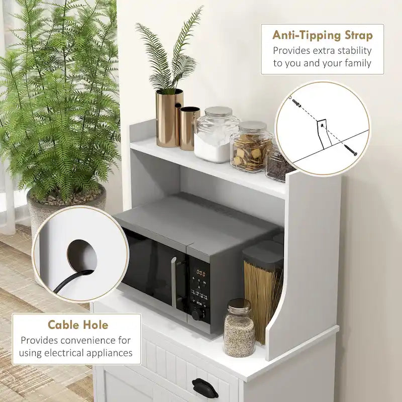 Meuble micro-ondes avec tiroir de rangement (tabouret non inclus)