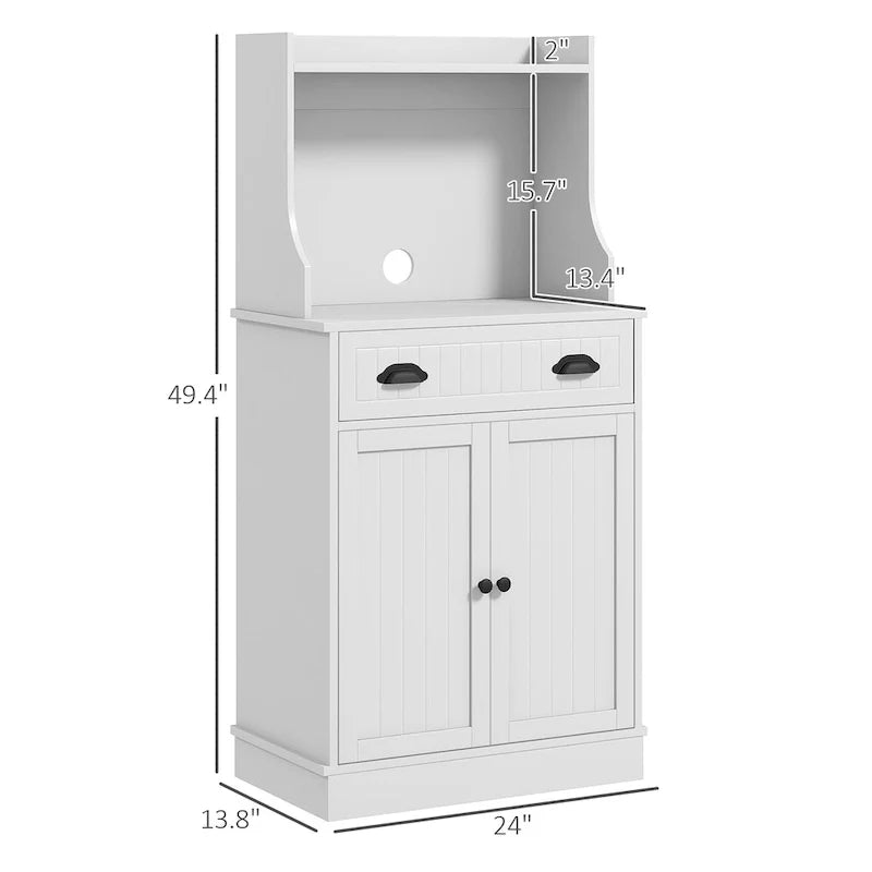 Meuble micro-ondes avec tiroir de rangement (tabouret non inclus)
