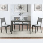 Ensemble de salle à manger moderne 5 pièces avec table rectangulaire hauteur comptoir et 4 chaises rembourrées