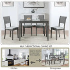 Ensemble de salle à manger moderne 5 pièces avec table rectangulaire hauteur comptoir et 4 chaises rembourrées