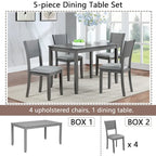 Ensemble de salle à manger moderne 5 pièces avec table rectangulaire hauteur comptoir et 4 chaises rembourrées
