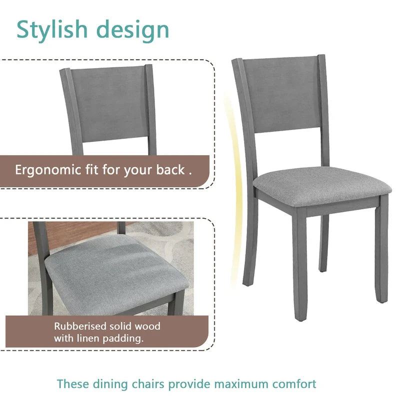 Ensemble de salle à manger moderne 5 pièces avec table rectangulaire hauteur comptoir et 4 chaises rembourrées
