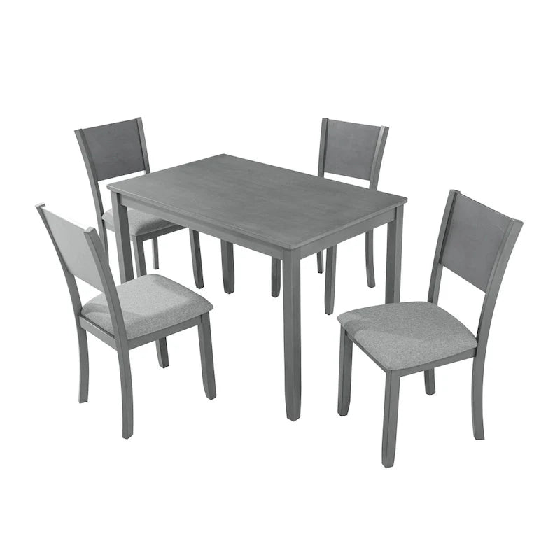 Ensemble de salle à manger moderne 5 pièces avec table rectangulaire hauteur comptoir et 4 chaises rembourrées
