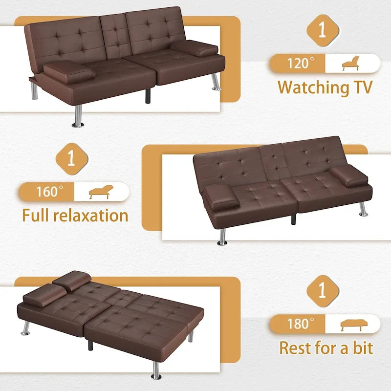 Canapé Futon Convertible Homall avec Porte-gobelets et Oreillers