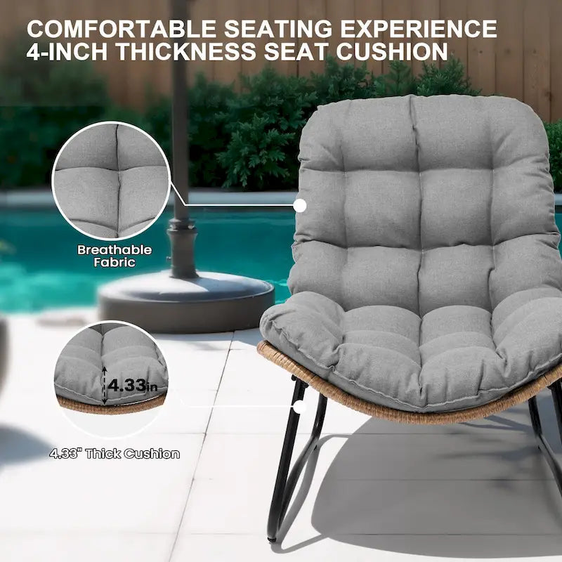 Chaises de jardin Papasan avec coussin, confortables, en rotin PE, avec table d'appoint