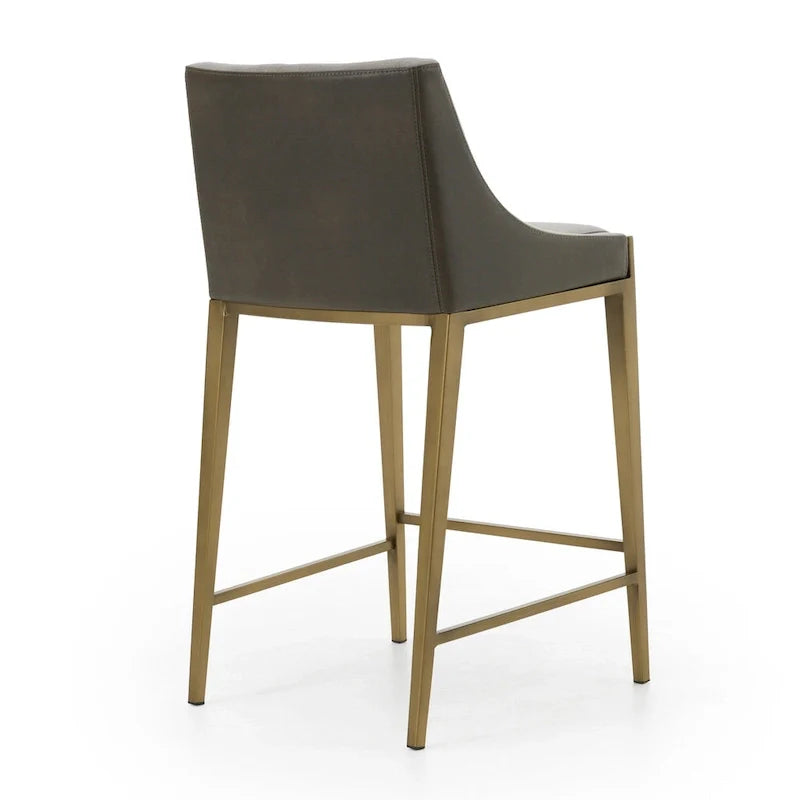 Tabouret de comptoir contemporain Modrest Fairview gris et laiton