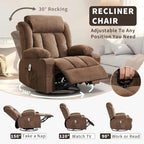 Fauteuil inclinable, Fauteuils à bascule avec massage et chauffage, Poches latérales et porte-gobelet