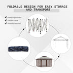 Outsunny 12 x 12 Tonnelle escamotable Pare-soleil Tente instantanée pliable avec filet latéral en maille, Hauteur réglable sur 3 niveaux