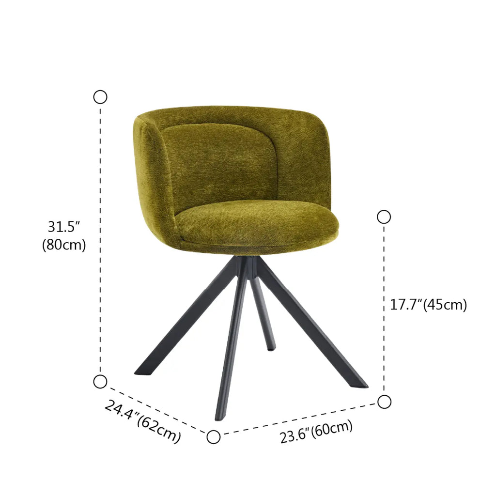 Lot de 2 chaises de salle à manger pivotantes modernes en tissu à dossier bas