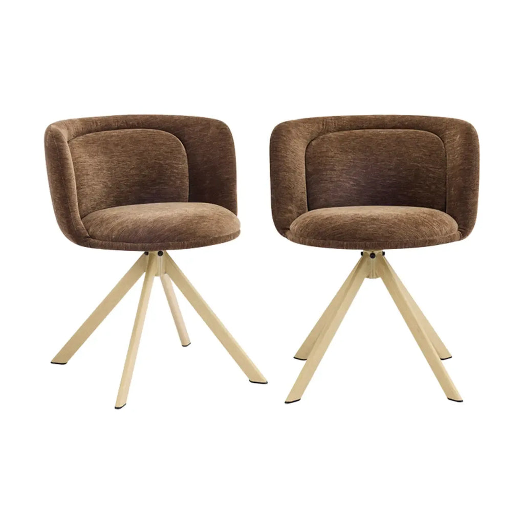 Lot de 2 chaises de salle à manger pivotantes modernes en tissu à dossier bas