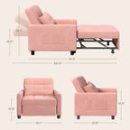 Canapé-lit convertible 3-en-1, Canapé-chaise dépliable, Lit pliant convertible pour salon