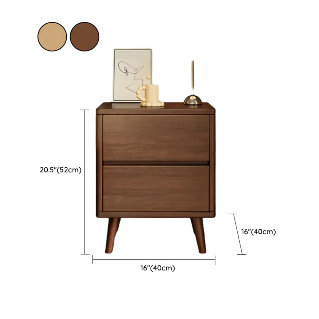 Table de chevet en bois au fini naturel avec tiroirs