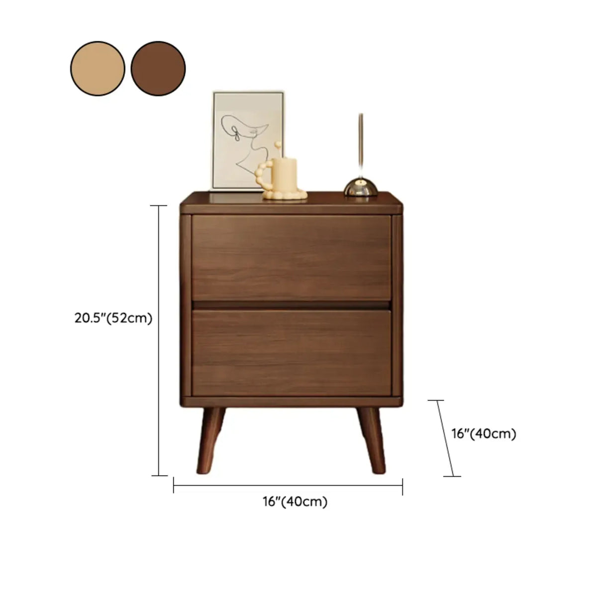 Table de chevet en bois au fini naturel avec tiroirs