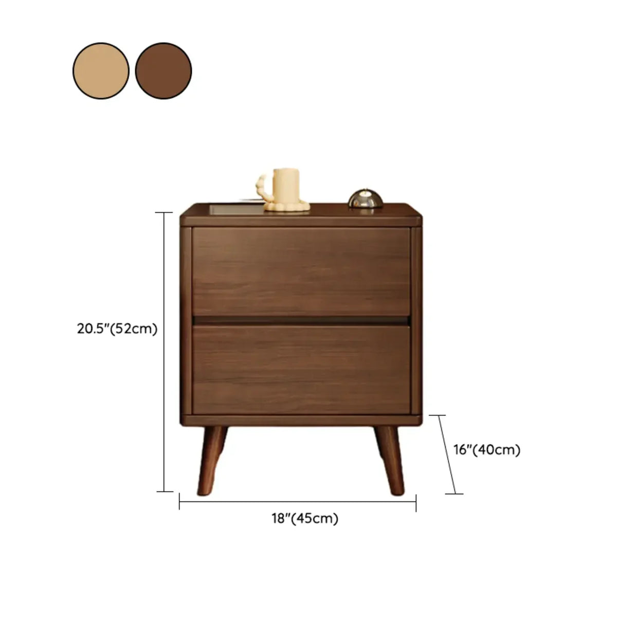 Table de chevet en bois au fini naturel avec tiroirs