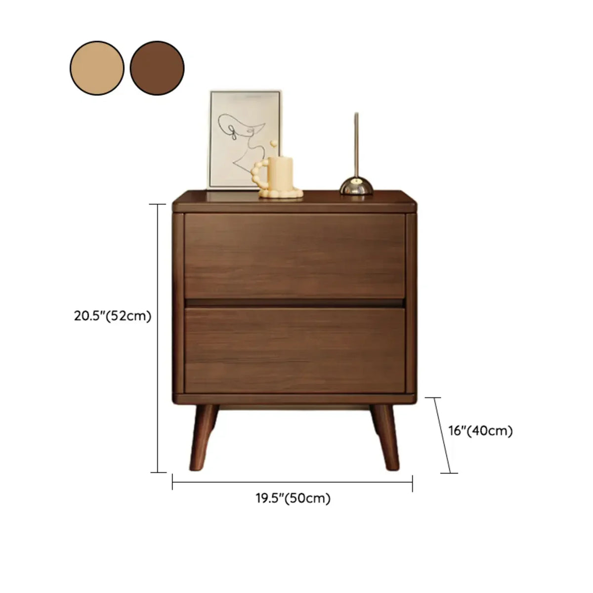 Table de chevet en bois au fini naturel avec tiroirs