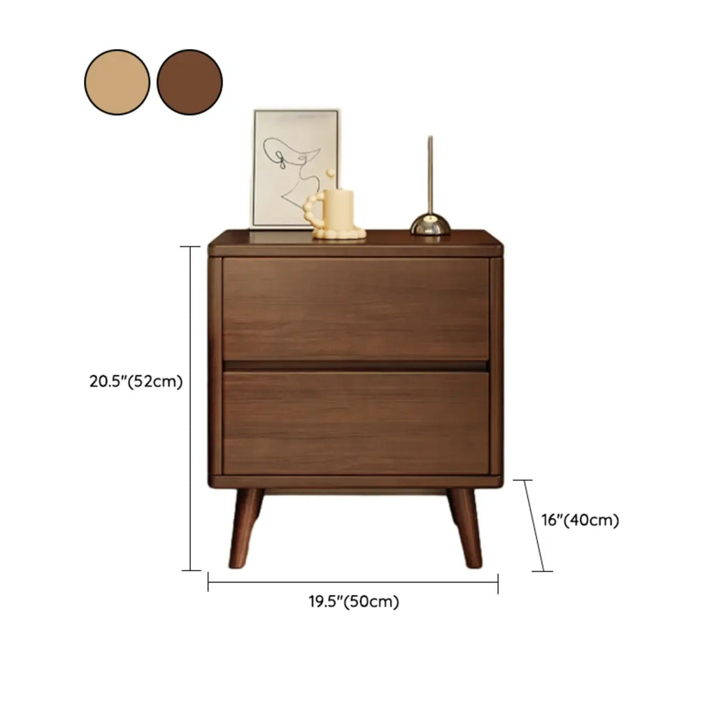 Table de chevet en bois au fini naturel avec tiroirs