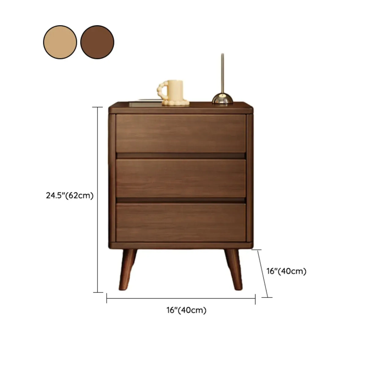Table de chevet en bois au fini naturel avec tiroirs